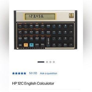Hewlett-Packard 12C English Calculator.